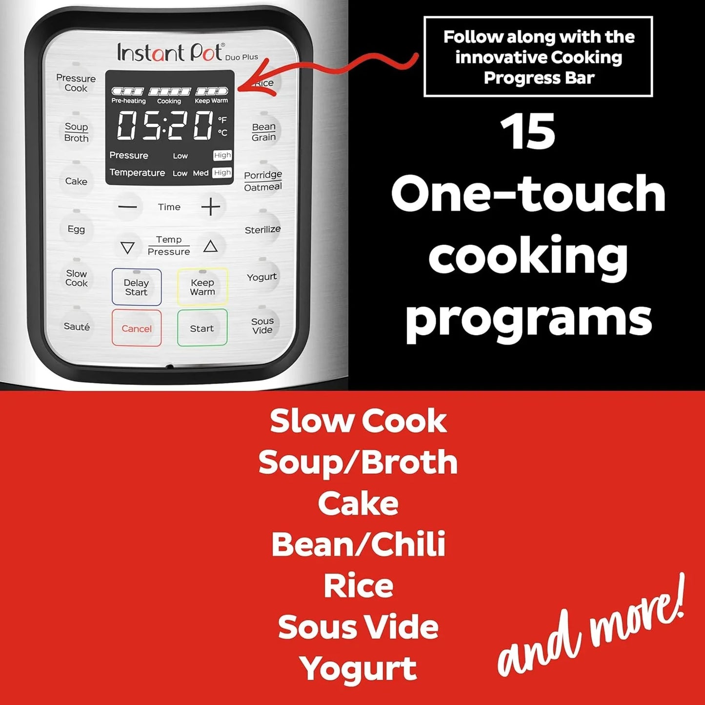 9-in-1 Multicooker, Pressure Cooker, Slow Cook, Rice Maker, Steamer, Sauté, Yogurt, Warmer & Sterilizer, Includes App With Over 800 Recipes, Stainless Steel, 6 Quarts