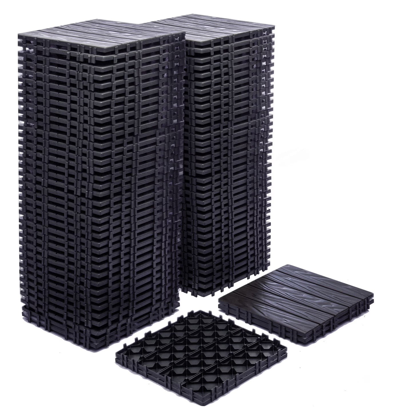 76-Pack Plastic Interlocking Deck Tiles - 68.80 Sq.Ft Outdoor Plastic Flooring Super Durable & Waterproof All-Weather Indoor/Outdoor