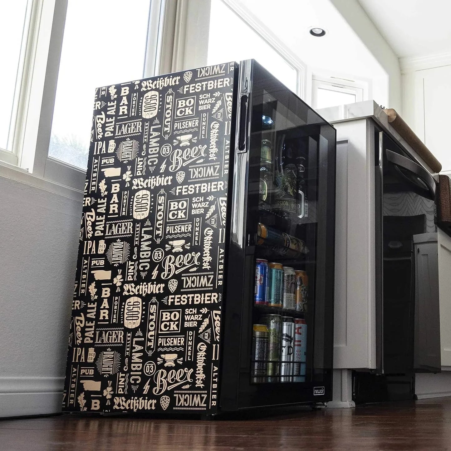 Beverage Refrigerator Cooler | 126 Cans Free Standing with Right Hinge Glass Door | Mini Fridge Beverage Organizer Perfect For Beer, Wine, Soda, And Cooler Drinks