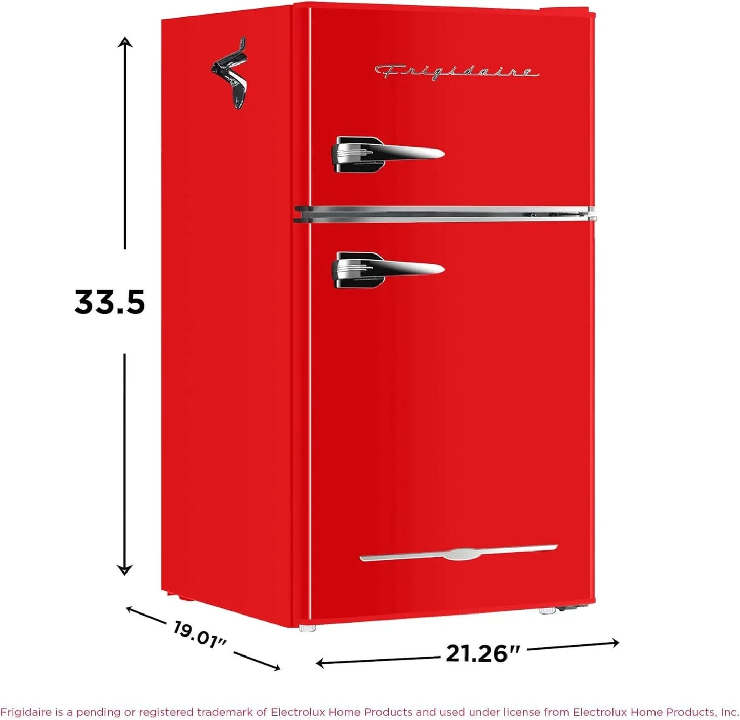 Frigidaire Retro Mini Fridge with Freezer Side Bottle Opener-Small 2 Door Refrigerator Office Bar