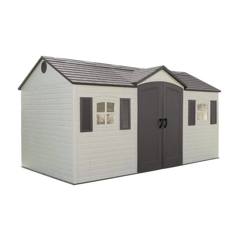 2025 Side entrance, 4.57 m W x 2.44 m D, plastic tool shed