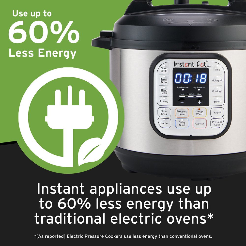 Instant Pot Duo 6 Qt Electric Pressure Cooker 7-In-1 with Easy-Release Steam Switch