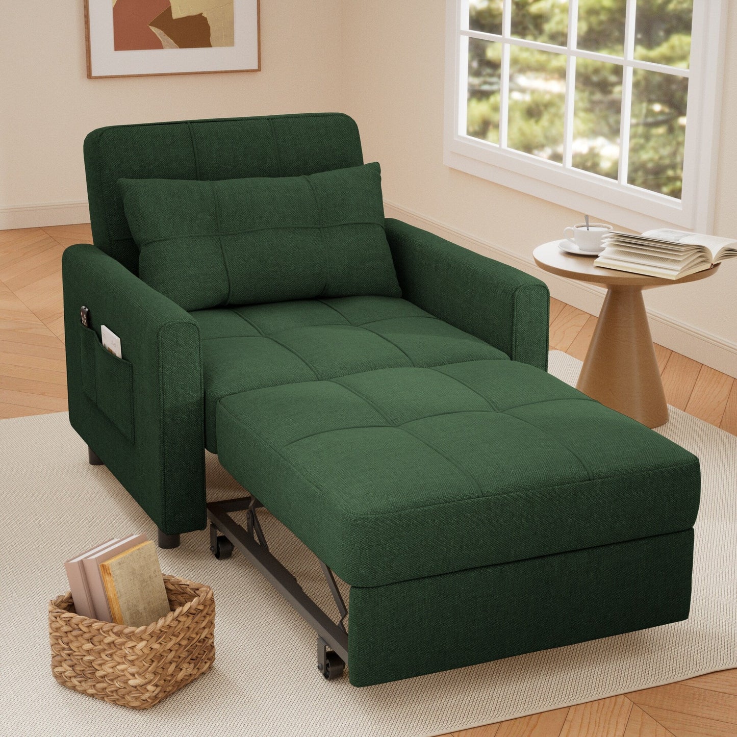 3-in-1 Adjustable Sleeper Sofa Bed, Pull Out Chair Sofa, Convertible Folding Bed for Living Room