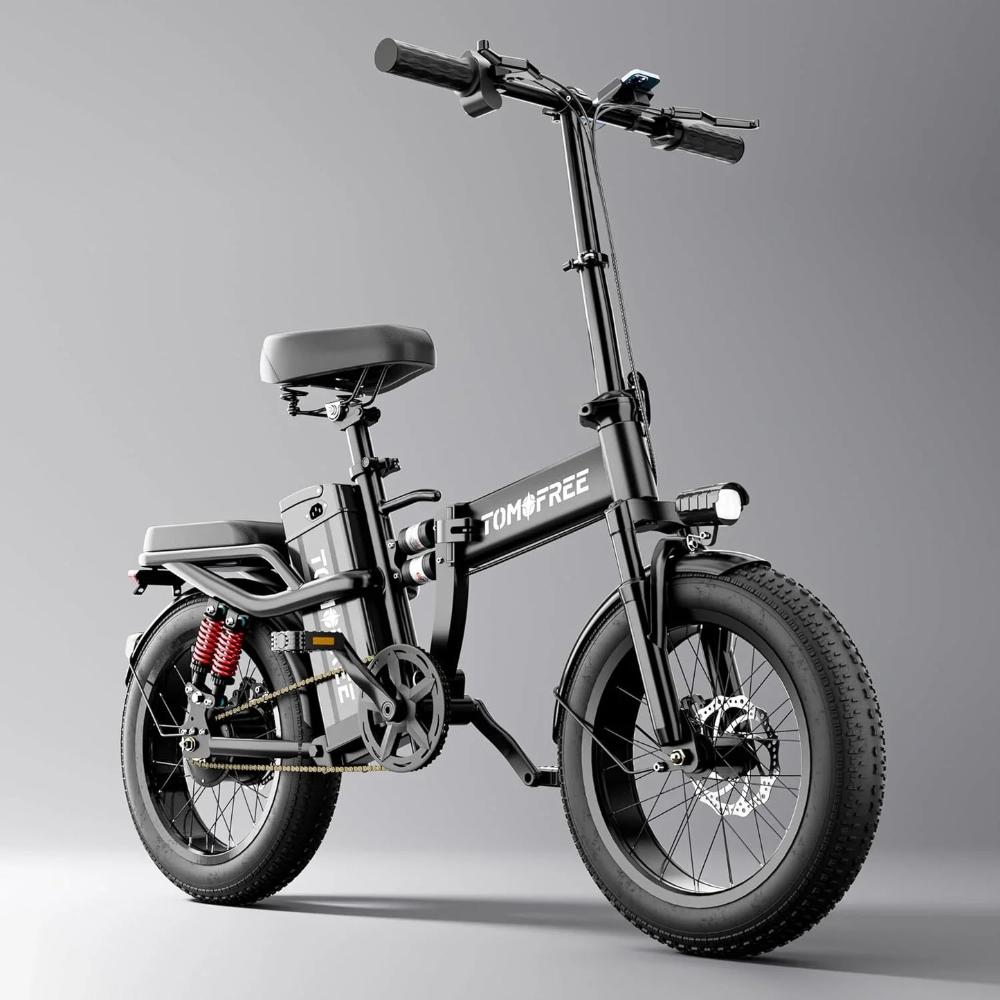 T1 Electric Bike for Adults 1200W Motor, 31MPH, 48V 20AH Folding E-Bike,16 * 3" Tire Mountain Snow Bike LED Display 330lbs Load Capacity - Tomofree Black