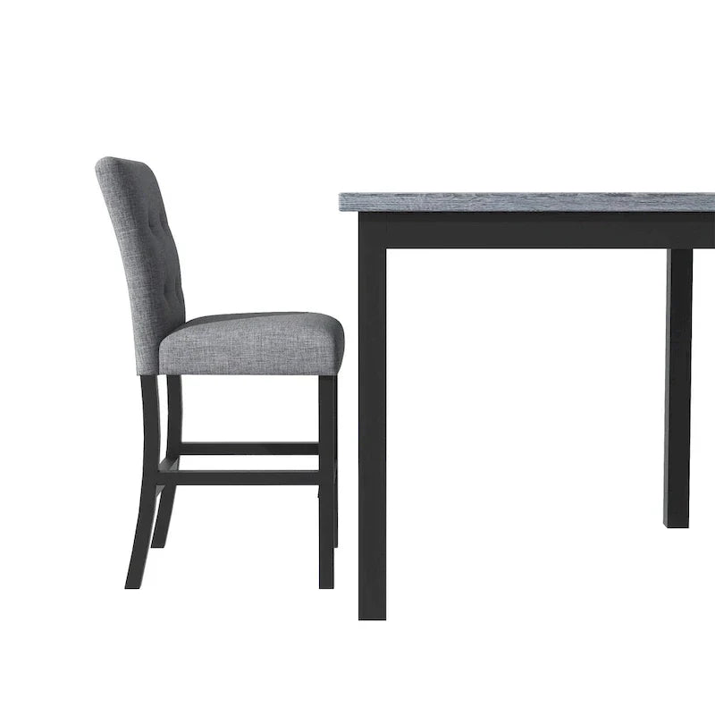 5 Piece Counter Height Dining Set, Wood Dining Table Set with Rectangle Table and 4 Upholstered High Back Chairs