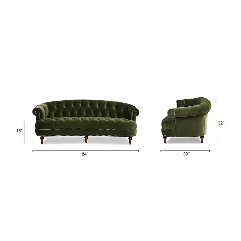 La Rosa 84 Mid-Century Modern Velvet Upholstered Chesterfield Tufted Sofa
