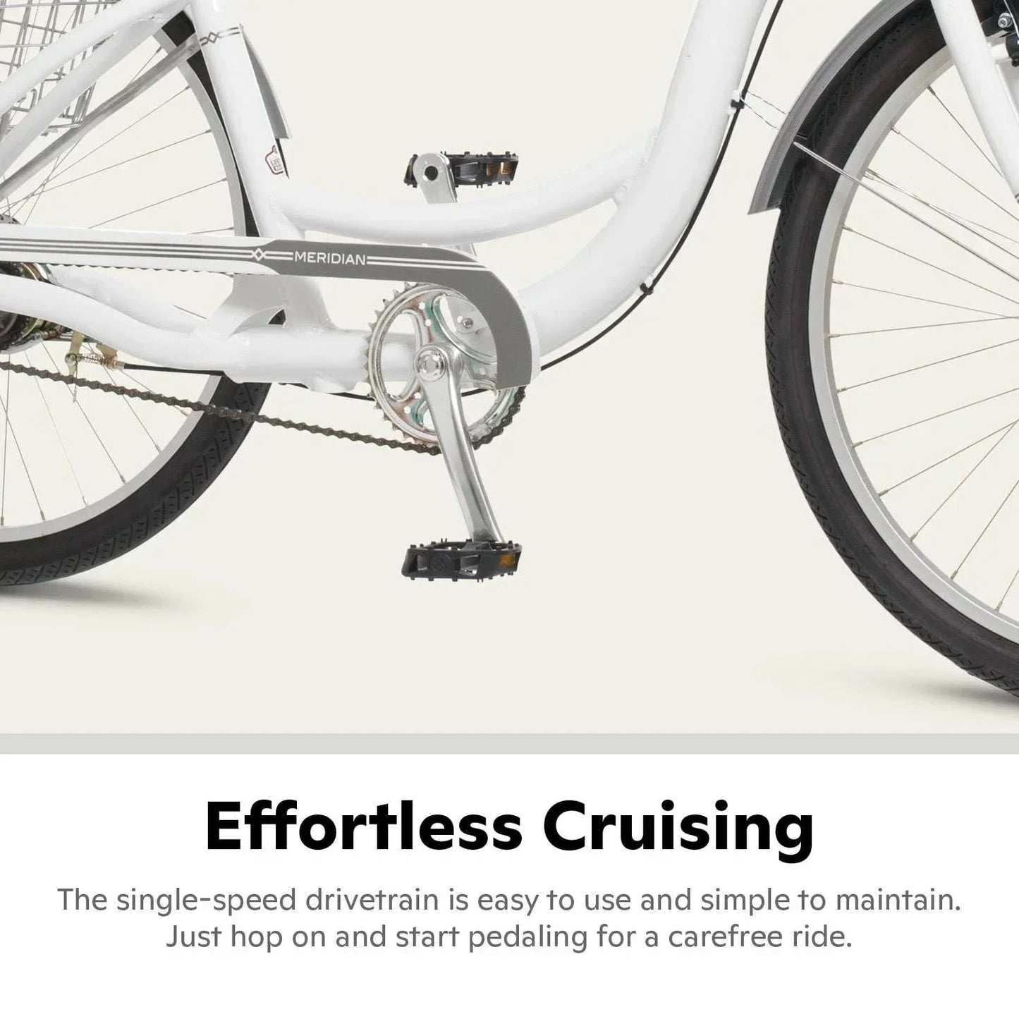 2025 Schwinn Meridian Adult Tricycle, Men's and Women's Beach Cruiser, 26-inch Wheels, Low Step-Through, Wide Saddle, Folding Rear Basket.