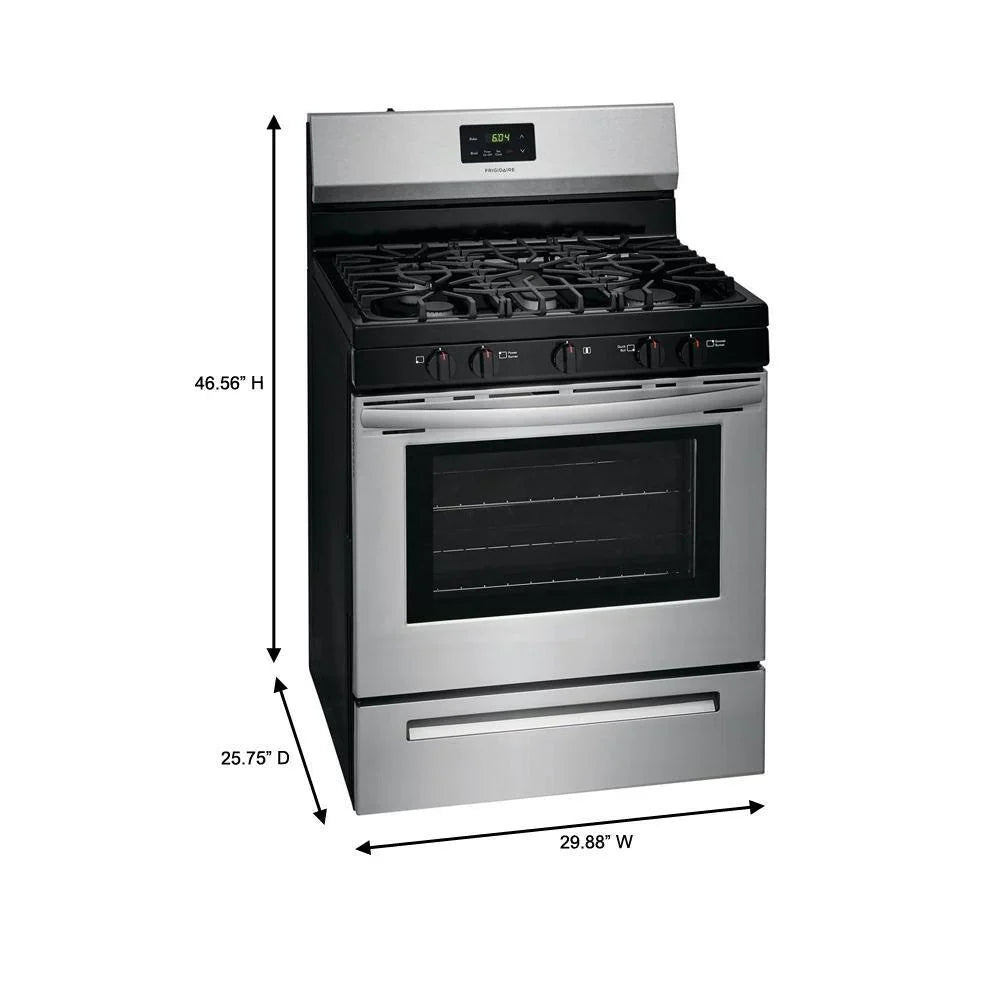 Frigidaire 30 inch (76 cm) wide freestanding 5-burner stainless steel gas hob FCRG3052AS