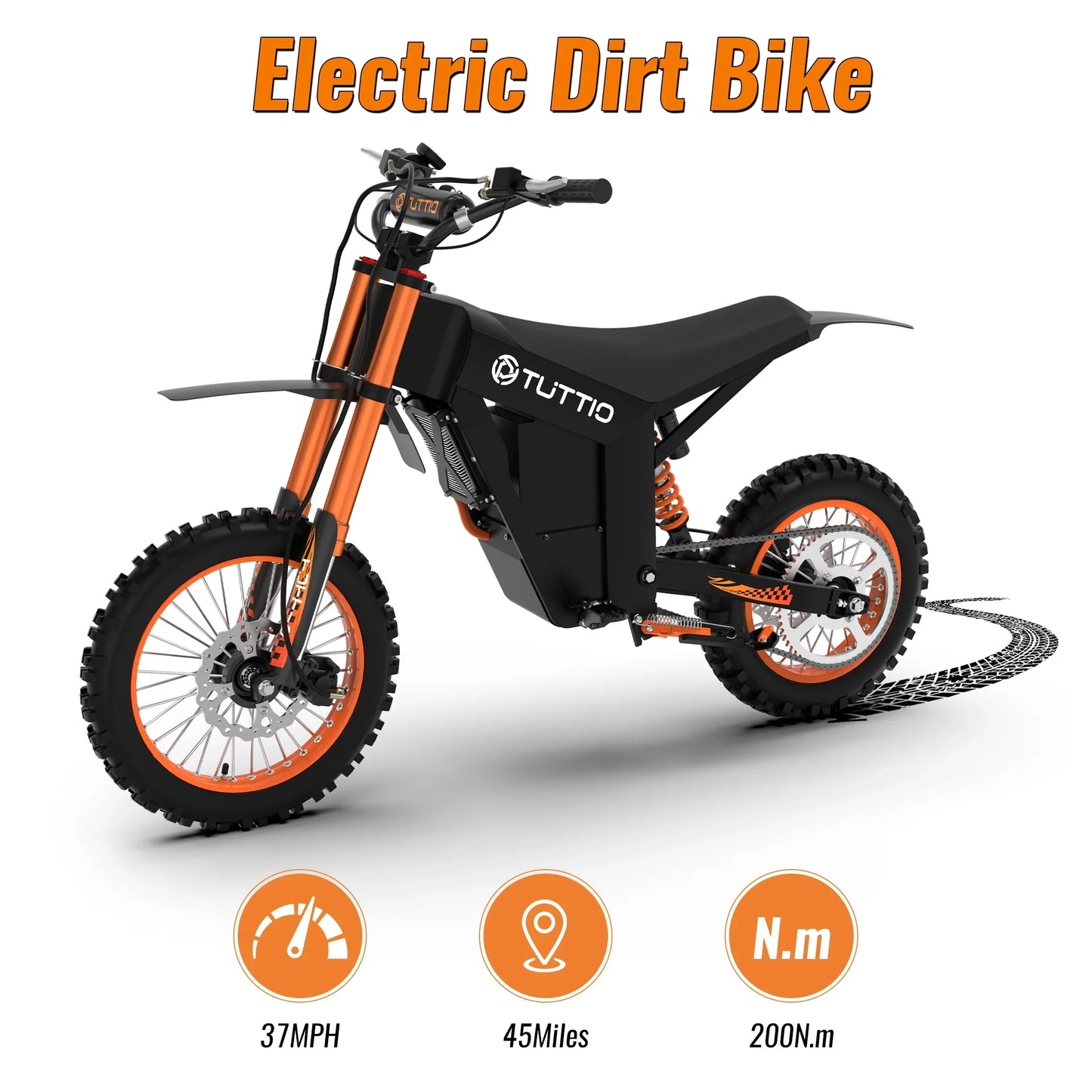 TUTTIO Soleil01 Adult Electric Dirt Bike (with Branded Helmet), 2000W, 48V 21Ah Battery, 37Mph Full Suspension Mountain E-Bike, 200Nm Torque All-Terrain Electric Motorcycle