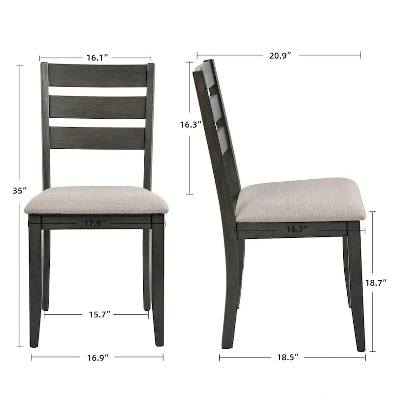5-Piece Solid Wood 47L Dining Table Sets (1 Table+ 4 Slat Back Chairs)