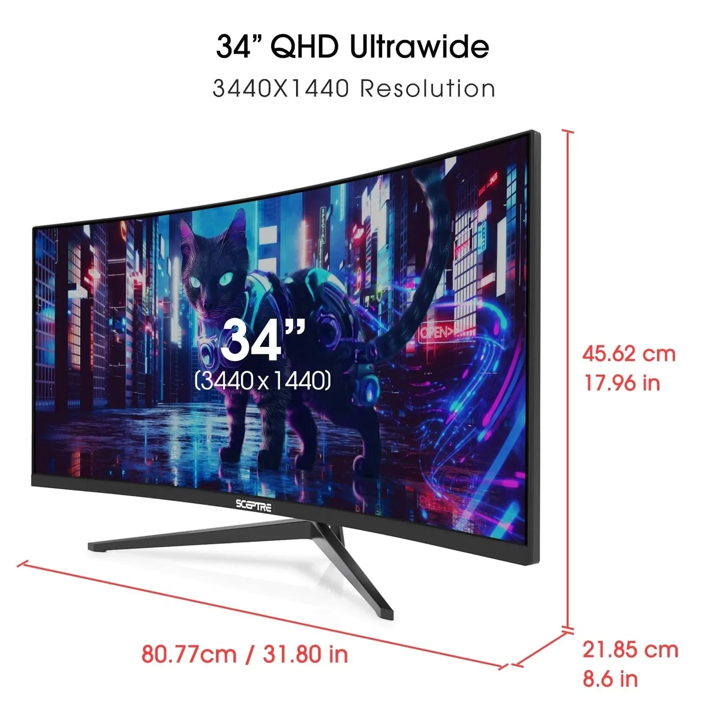Sceptre 34 Inch 165Hz Curved Ultrawide WQHD Monitor