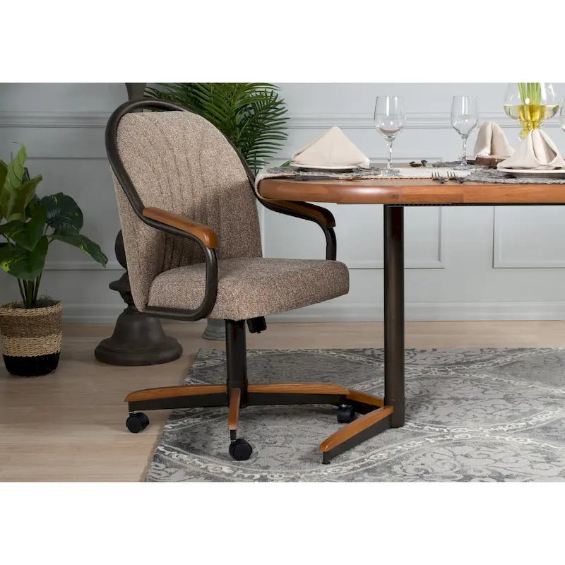 Casual Dining Cushion Swivel-and-Tilt Rolling Caster Chair