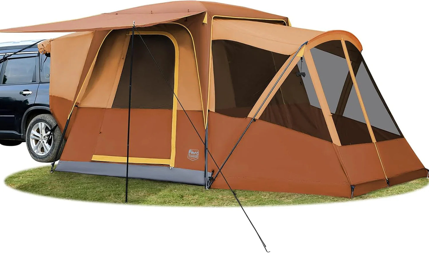 TIMBER RIDGE 5-9 Person SUV Tent with Screen Porch and Awning for Family Camping, Weather Resistant and Portable Van or Car Tent, Includes Rainfly and Storage Bag, 13' W X 10' L X 7.1' H