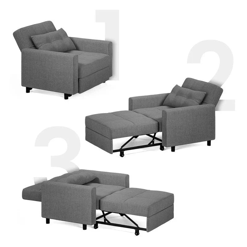 3-in-1 Adjustable Sleeper Sofa Bed, Pull Out Chair Sofa, Convertible Folding Bed for Living Room
