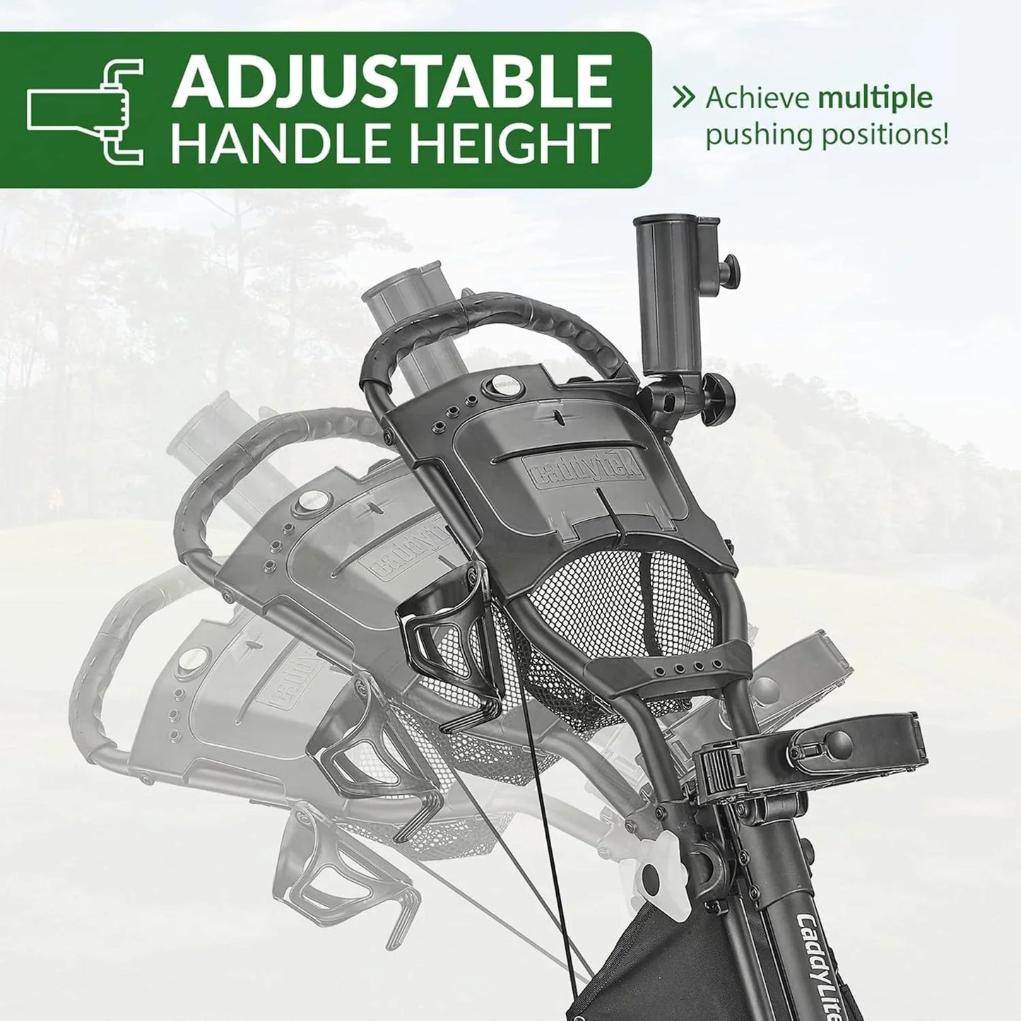 3Wheel Golf Push Cart - Golf Trolley Foldable Collapsible Lightweight Pushcart with Foot Brake - Easy to Open & Close