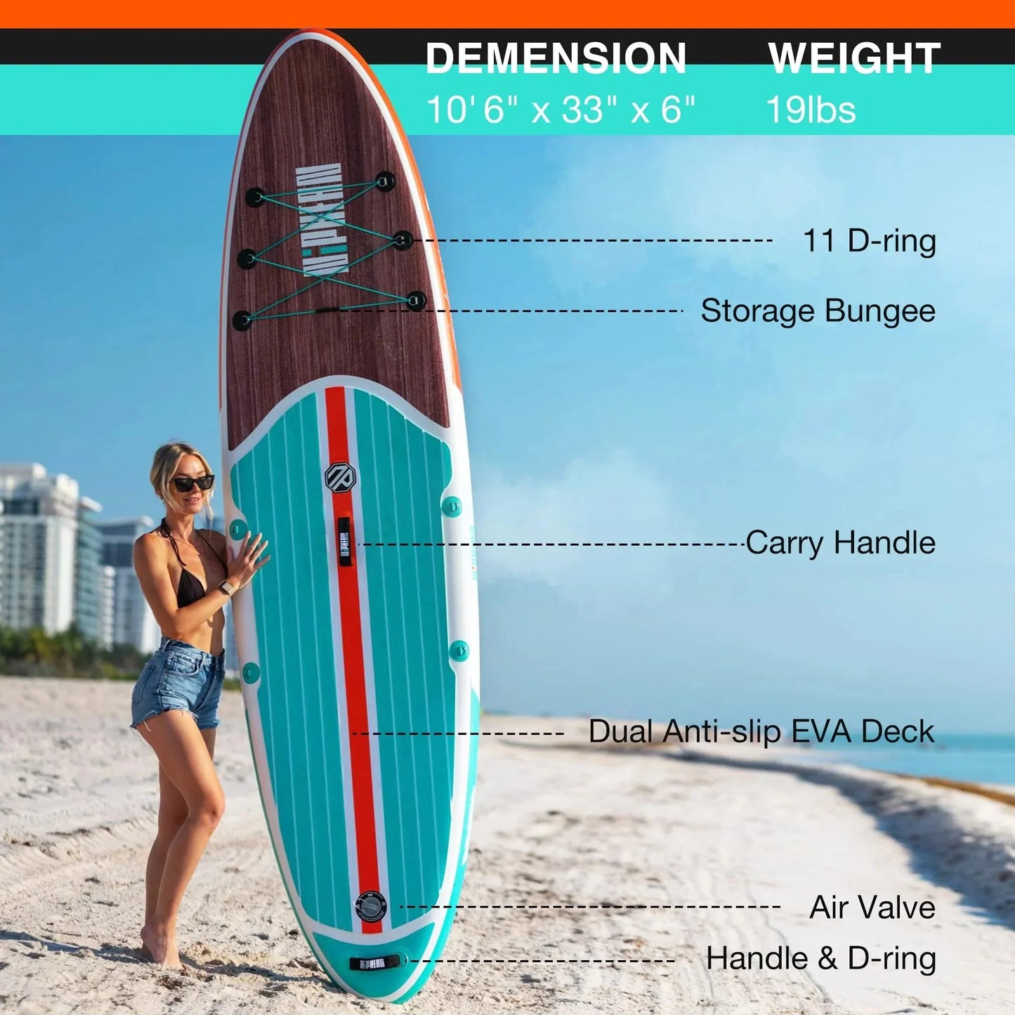 Niphean Inflatable Stand Up Paddle Board with SUP Accessories