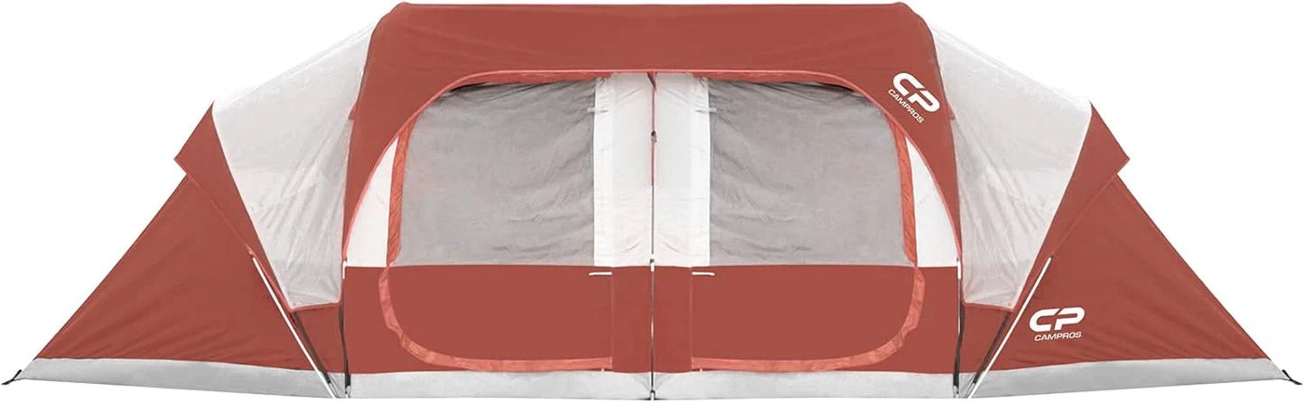 CAMPROS CP Tent 12-Person-Camping-Tents,3 Room Family Tents,Waterproof Windproof Family Tent with Top Rainfly,6 Large Mesh Windows,Double Layer,Easy Set Up, Portable with Carry Bag-20' x 9' x 72"(H)