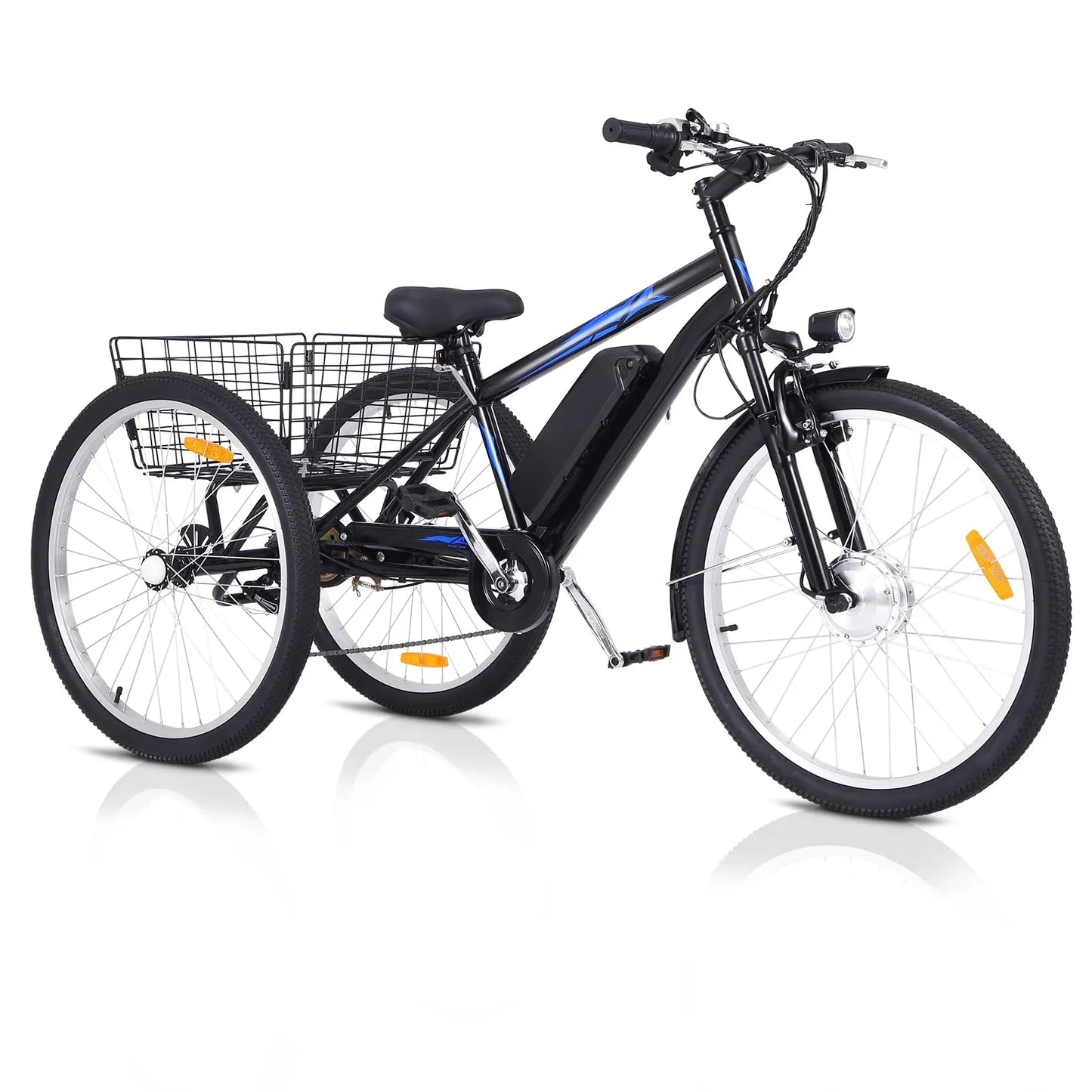 Garvee 3 Wheel Electric Bicycle for Men Women, 350W Motor Electric Tricycle for Adults, 26" Fat Tire Motorized Bicycle w/ 36V 10Ah Removable Battery, 7 Speed Electric Trike up to 50+ Miles, 3 Modes