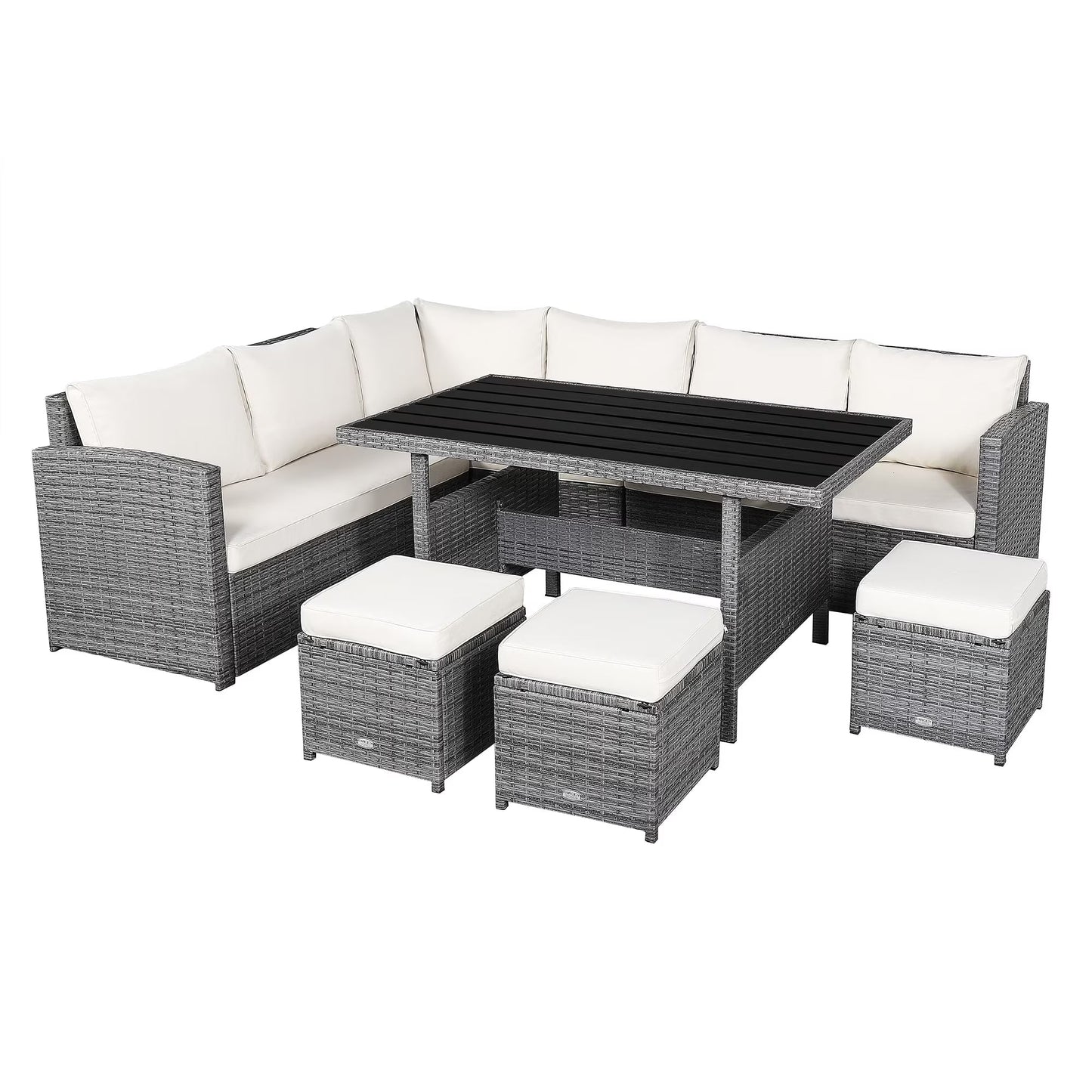 7-piece Outdoor Rattan Patio Furniture Set Black